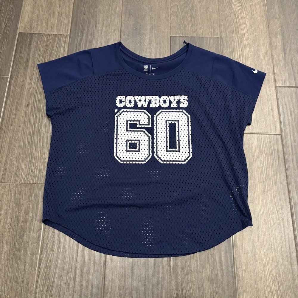 Nike Dallas Cowboys Mesh Jersey XL Blue White Swoosh #60 Football NFL Womens